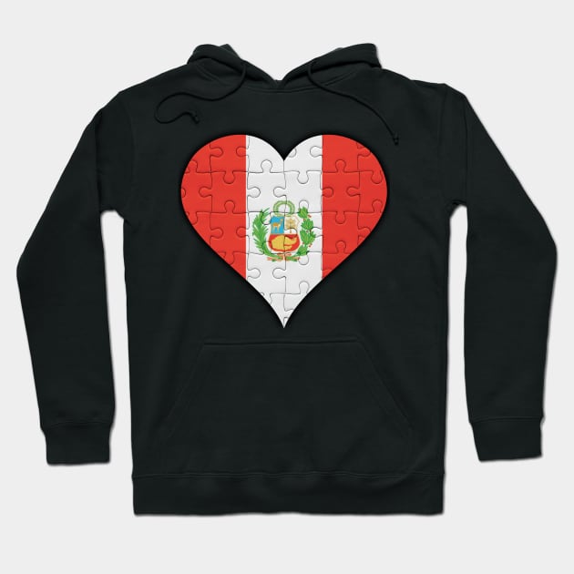 Peruvian Jigsaw Puzzle Heart Design - Gift for Peruvian With Peru Roots Hoodie by Country Flags